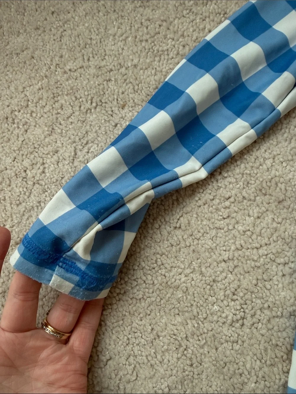 Primary Kids Yellow Long-Sleeve & Blue Gingham Rash-guard Swim